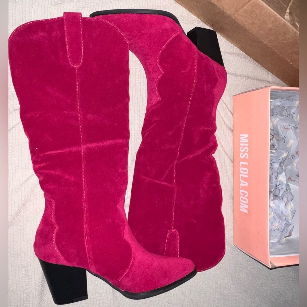 Hot Pink Boots Miss Lola size 7.5 New Never Worn